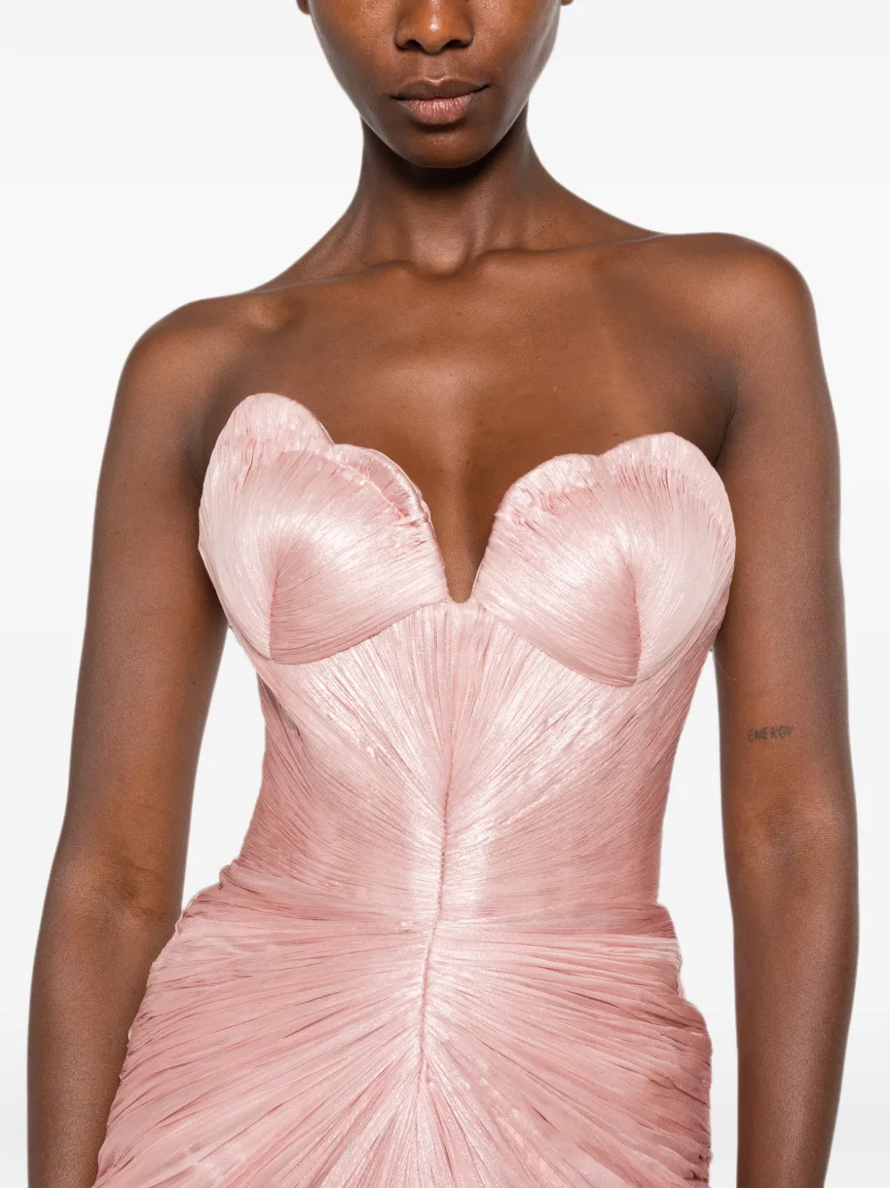 Iris Serban Strapless maxi-jurk met ruches Roze