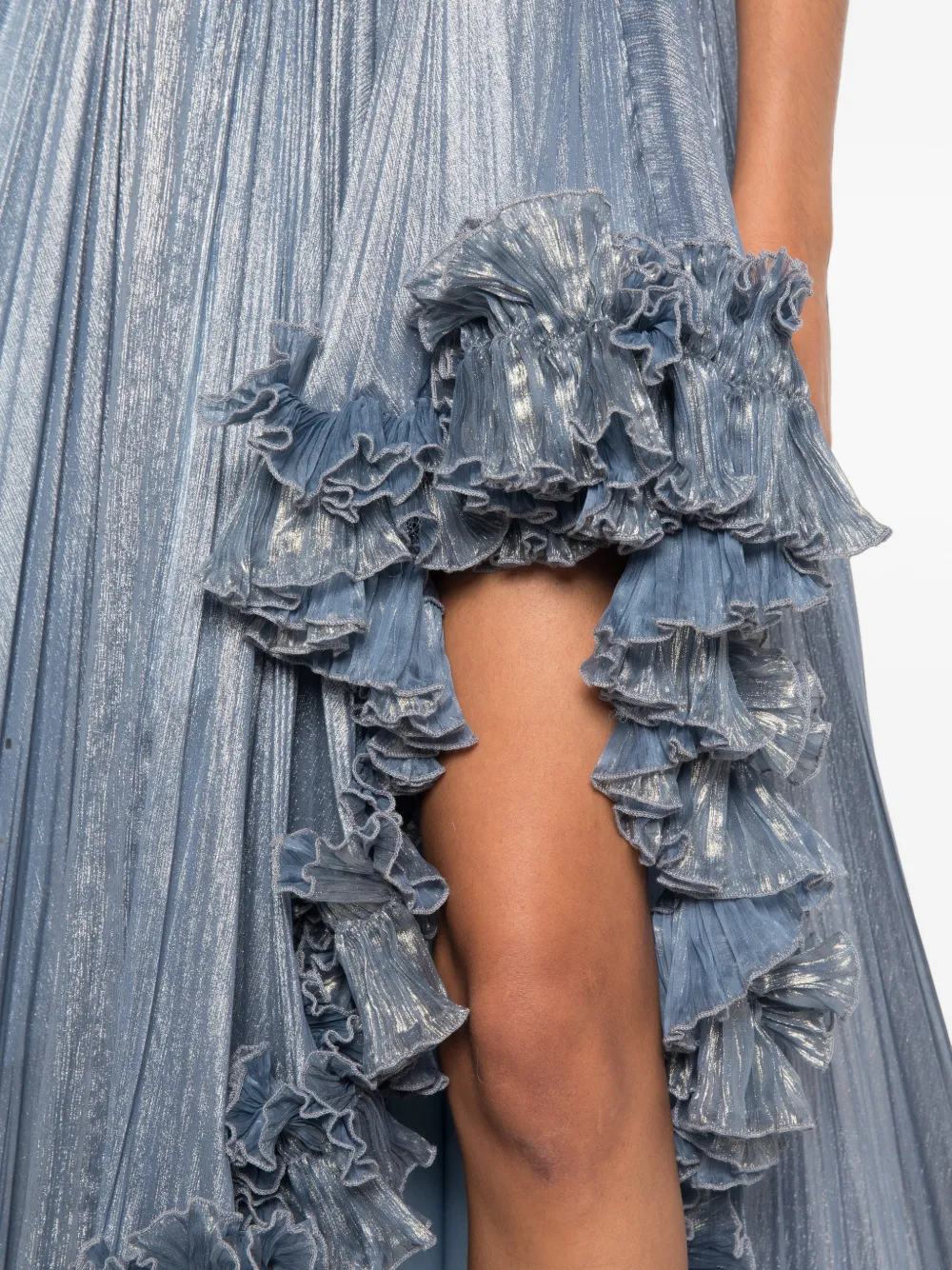 Iris Serban Ariana geplooide maxi-jurk met ruches Blauw