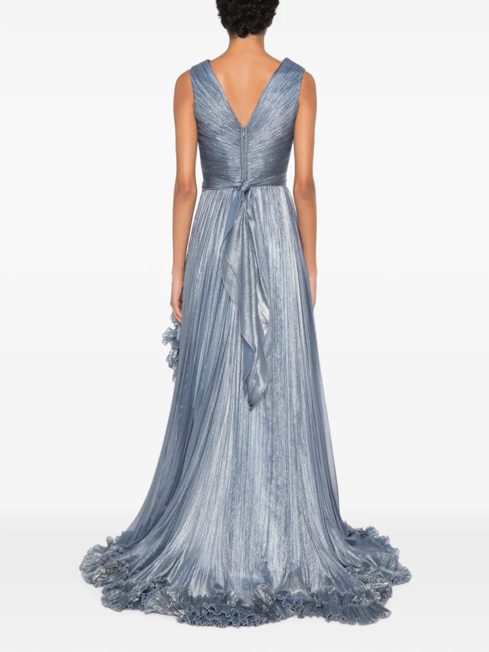 Iris Serban Ariana geplooide maxi-jurk met ruches Blauw