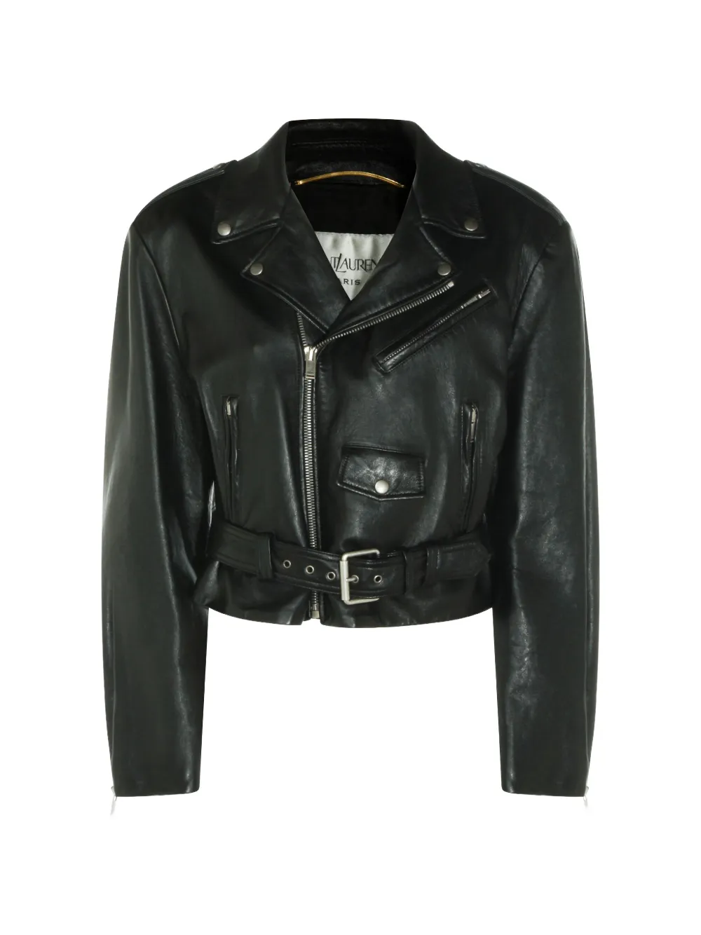 Saint Laurent Bikerjacke mit Gürtel - Schwarz
