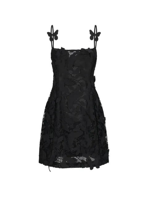 Blumarine butterfly-appliqué macramé lace dress