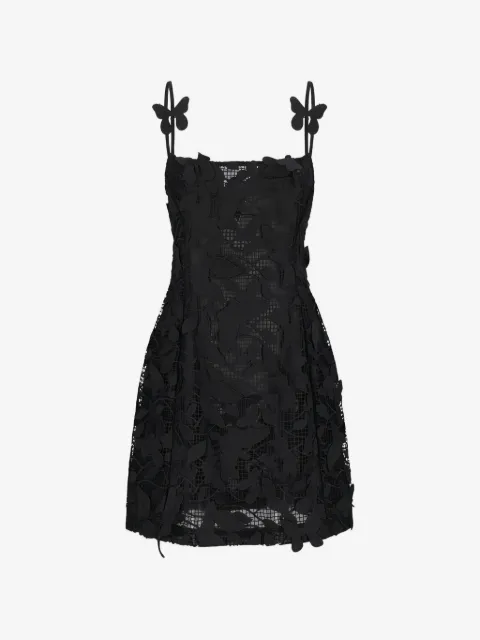 Blumarine butterfly-appliqué macramé lace dress