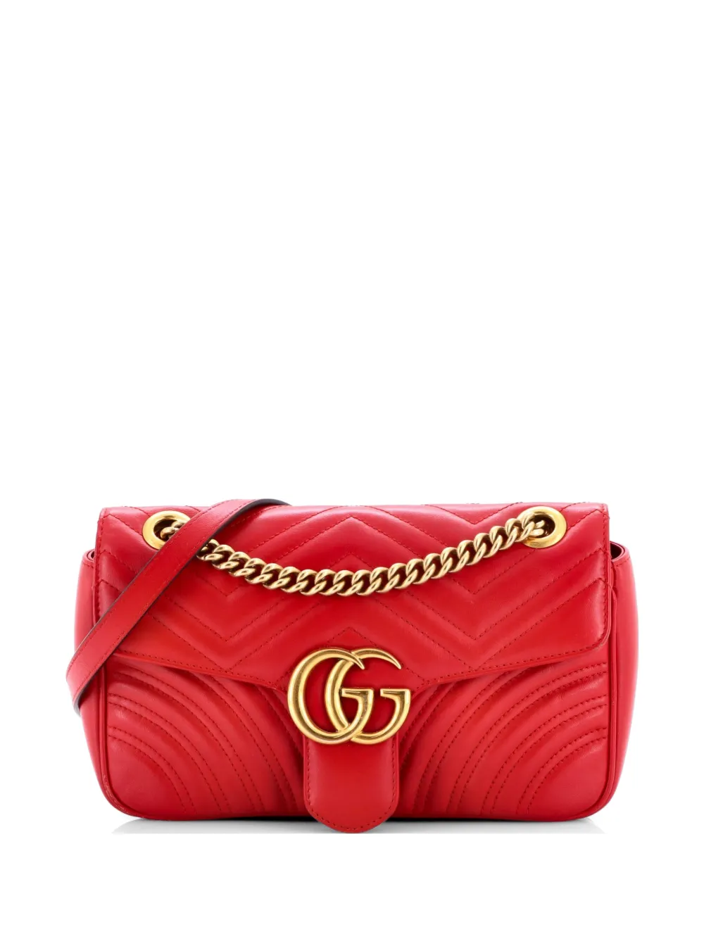 Gucci Pre-Owned GG Marmont Flap Bag Matelasse Leather Small crossbody bag - Rosso