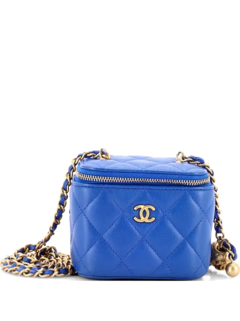CHANEL Pre-Owned bolsa Vanity Pearl Crush mini de piel de cordero capitonada con cadena