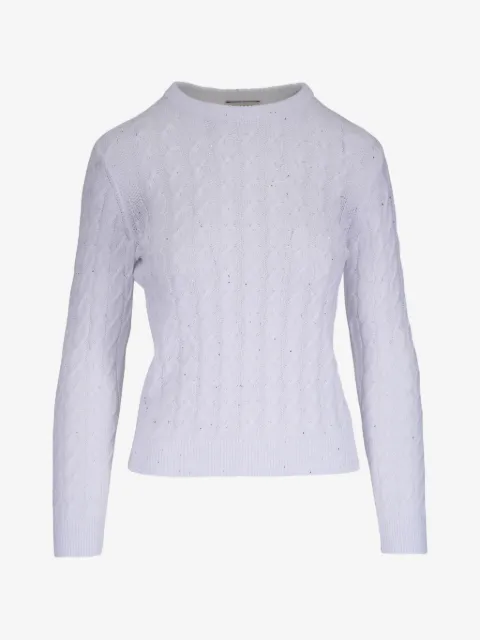 Kinross Cashmere cable-knit embellished sweater