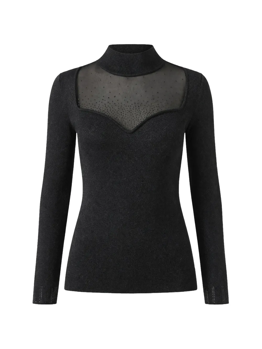 GUESS USA embellished sheer-panel sweater - Nero