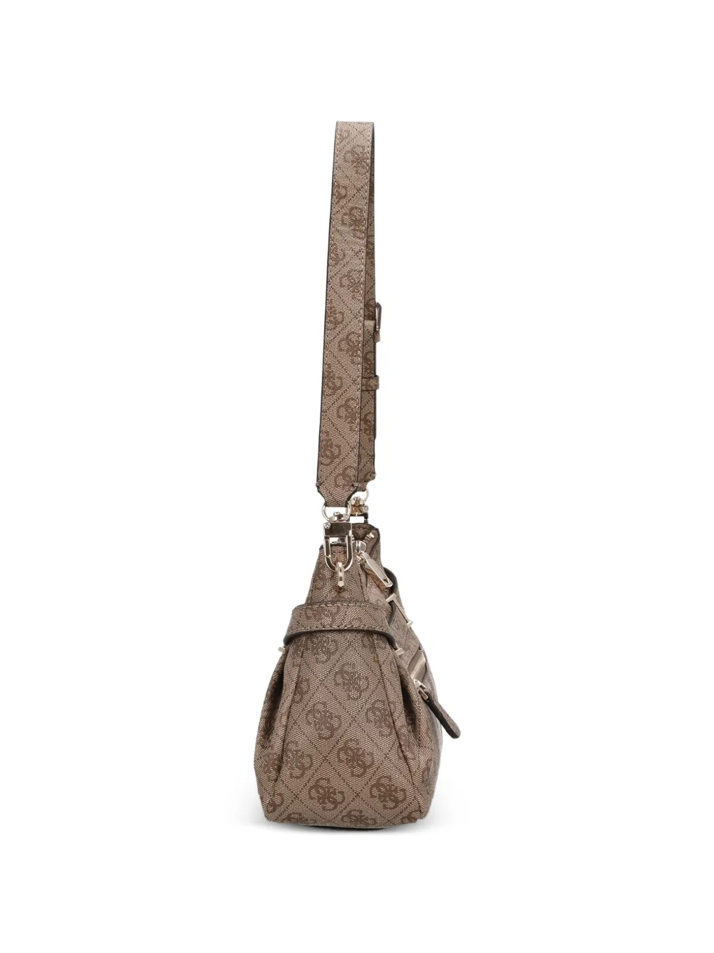 GUESS USA Yesba schoudertas met logopatroon en hangslot Beige