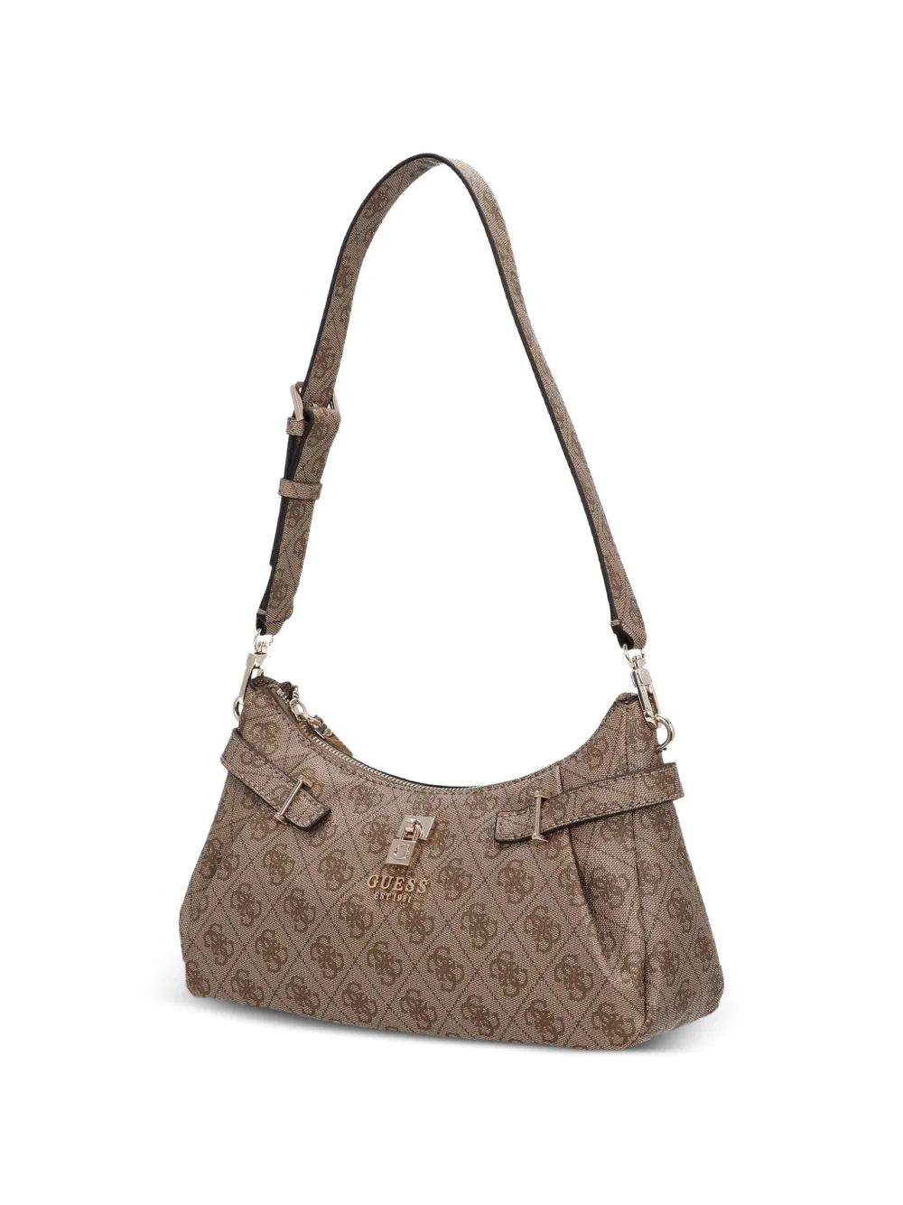 GUESS USA Yesba schoudertas met logopatroon en hangslot Beige