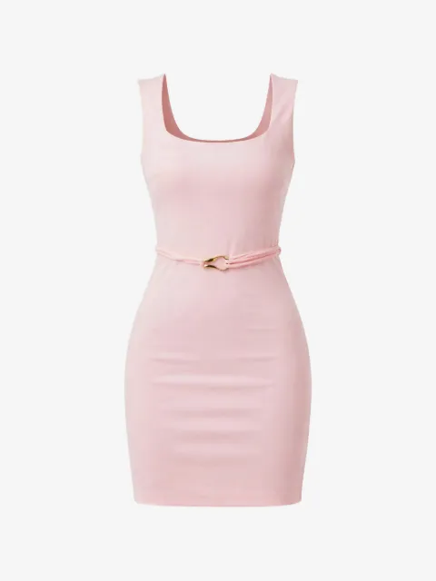 GUESS USA belted square-neck mini dress