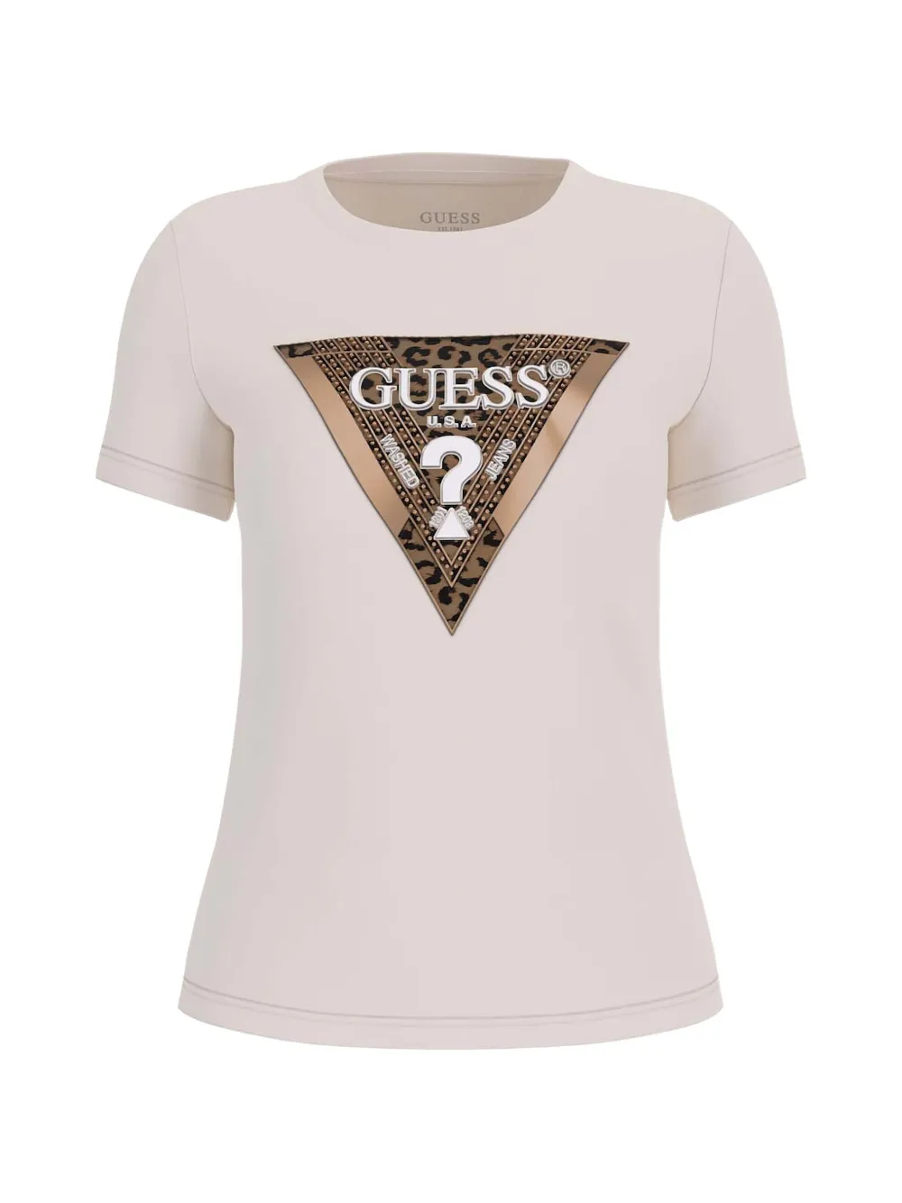 GUESS USA leopard-print logo T-shirt - Bianco