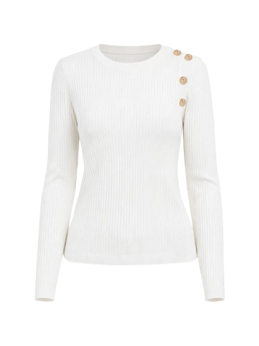 GUESS USA Gerippter Pullover mit Knöpfen - Weiß