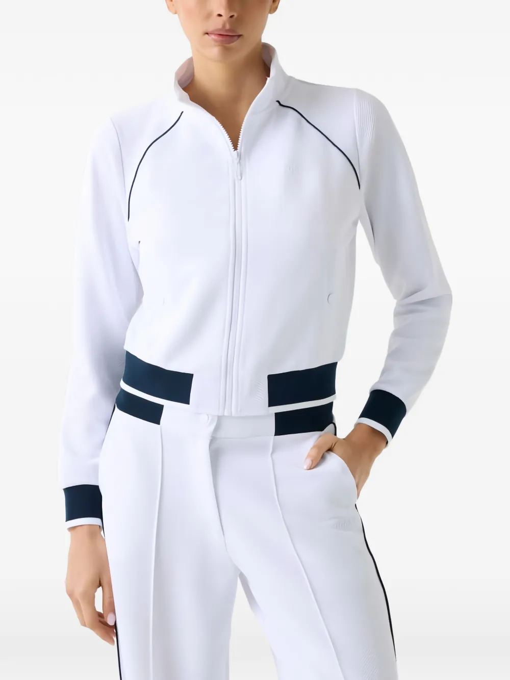 GUESS USA textured-finish full-zip sweatshirt - Weiß