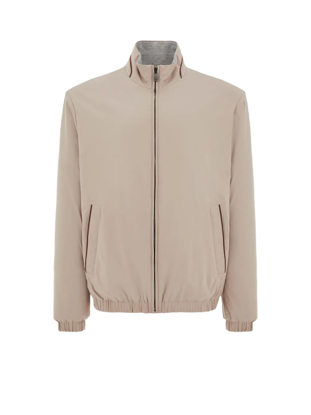 Canali Nuvola Dune Reversible Blouson Jacket In Technical Fabric And Jersey In Neutral