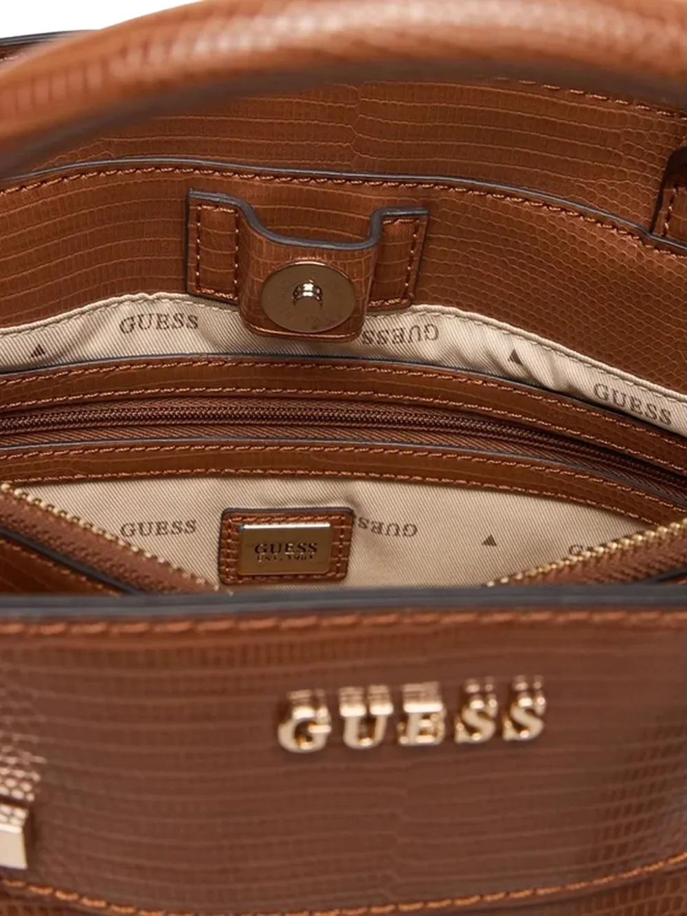 GUESS USA Melinda shopper met dierenprint Bruin