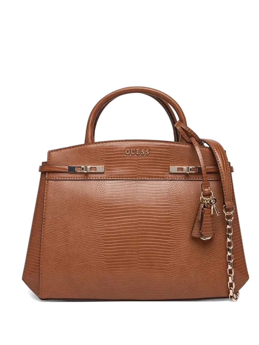 GUESS USA reptile-effect top-handle tote bag - Marrone