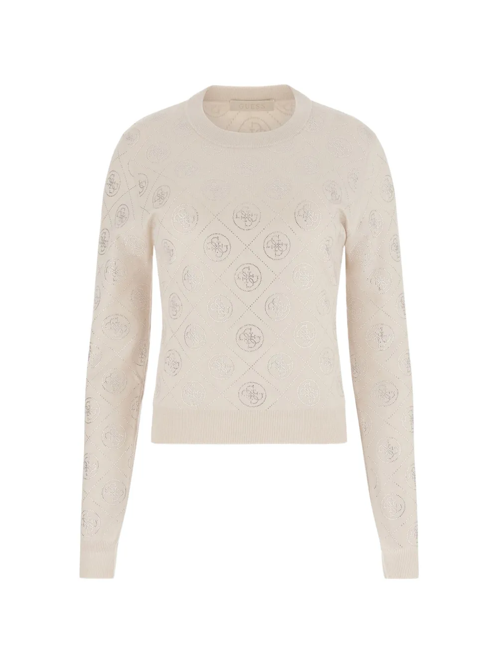 GUESS USA rhinestone-embellished logo-pattern sweater - Toni neutri