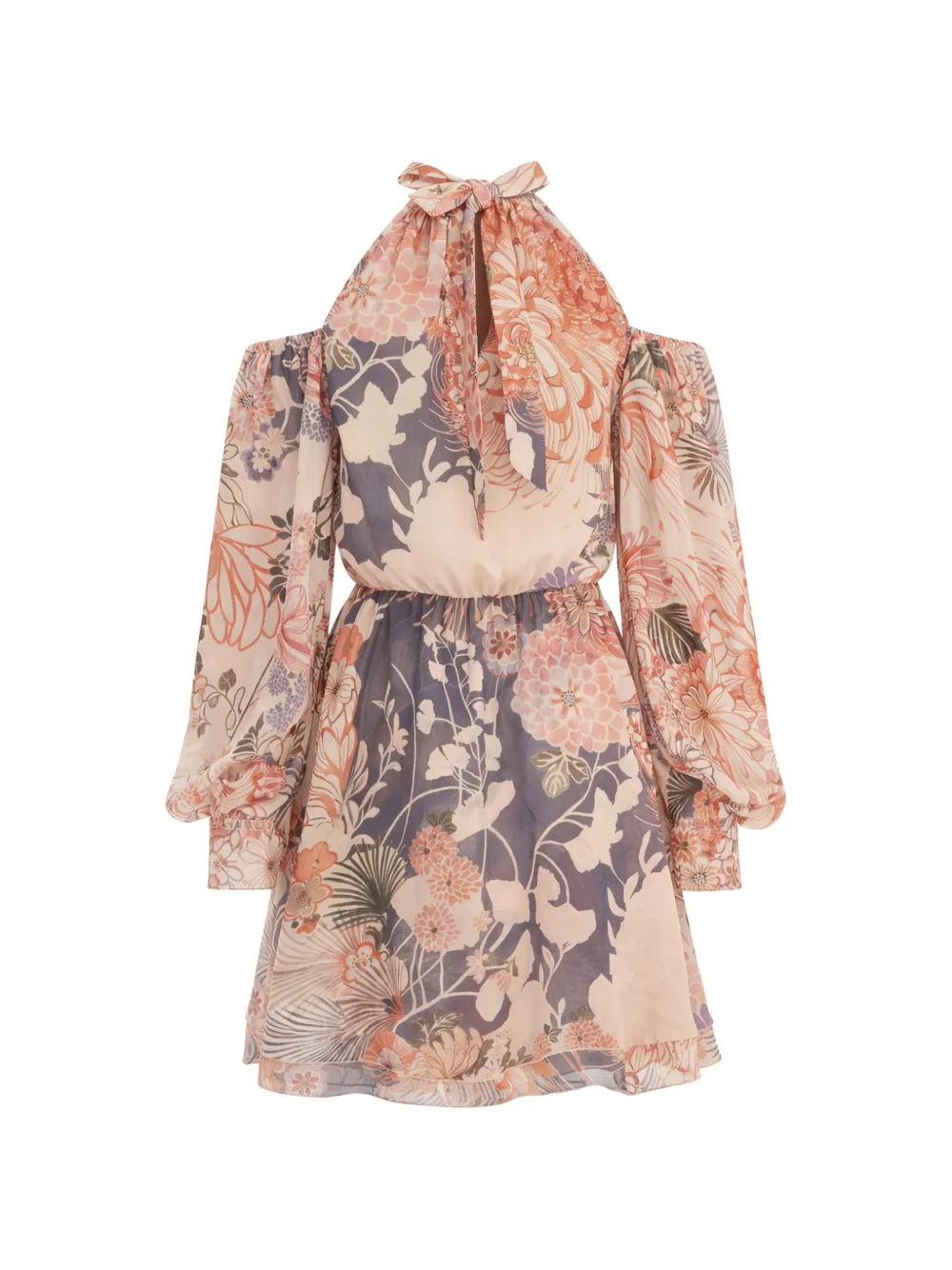 GUESS USA Off-shoulder mini-jurk met bloemen-print Beige