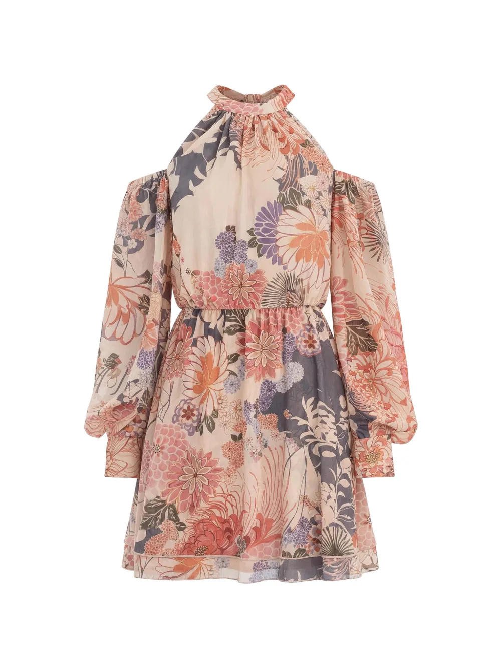 GUESS USA floral-print cold-shoulder mini dress - Neutrals