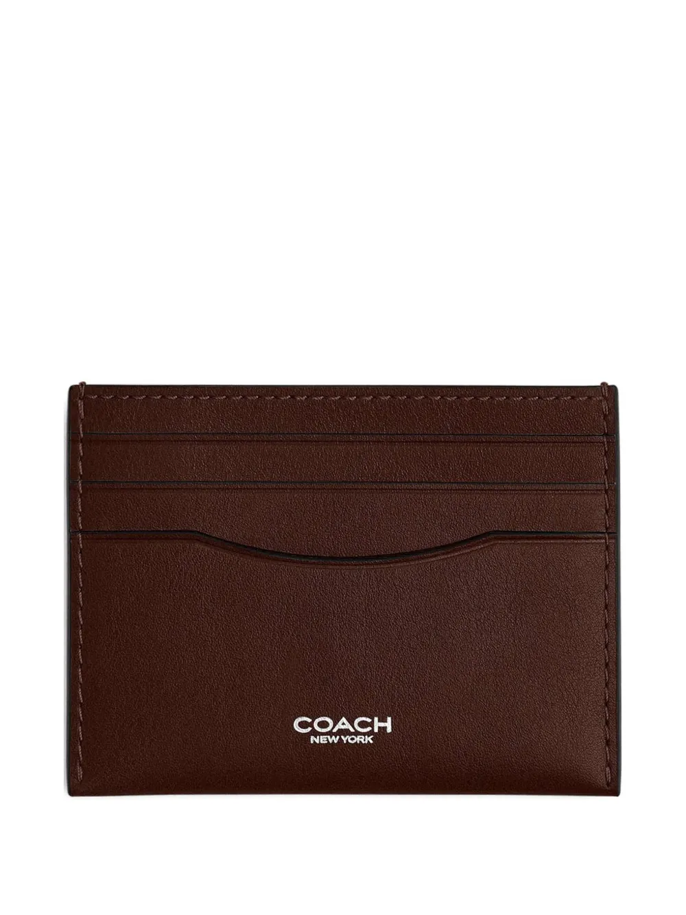 Coach logo leather card holder - Marrone