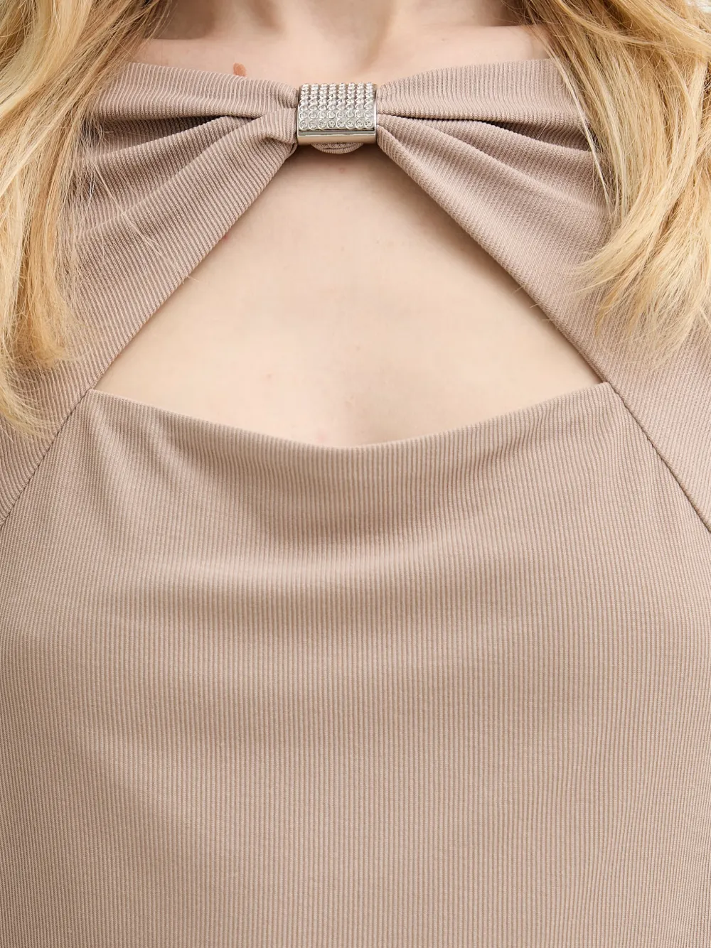GUESS USA Top met strik-detail en uitgesneden details Beige