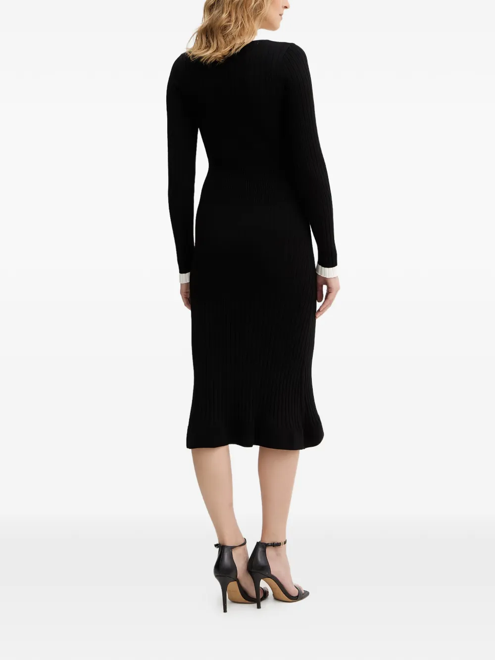 GUESS USA Laurel ribgebreide midi-jurk Zwart