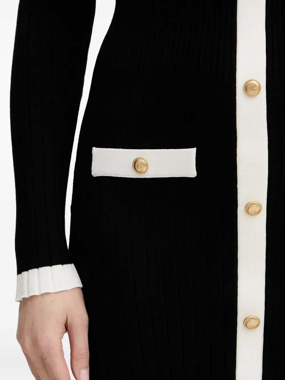 GUESS USA Laurel ribgebreide midi-jurk Zwart