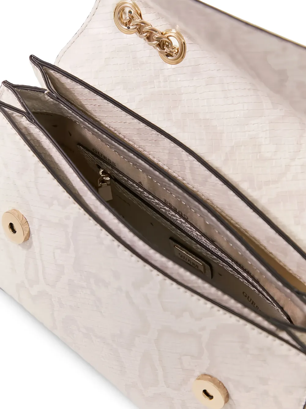GUESS USA Serenova schoudertas met slangen-print Beige