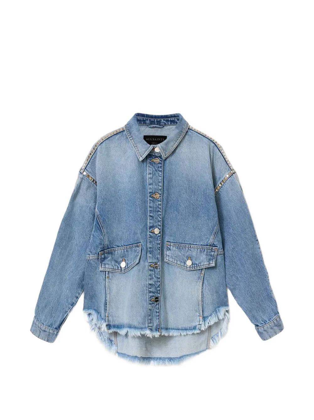 AllSaints Hettie fringed studded shirt - Blu