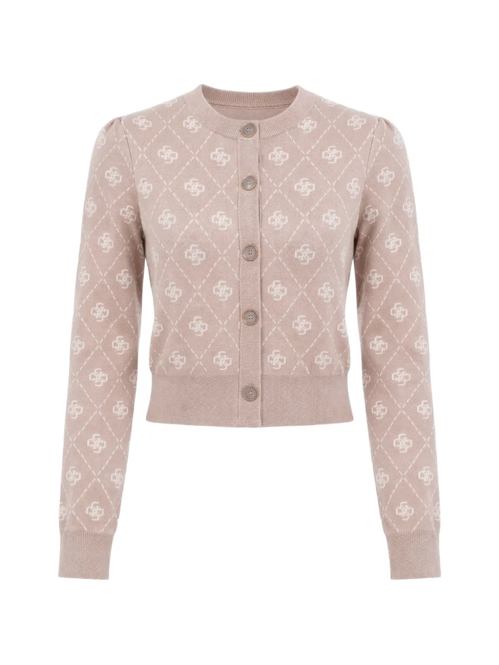 GUESS USA diamond-pattern logo-print cardigan - Neutrals