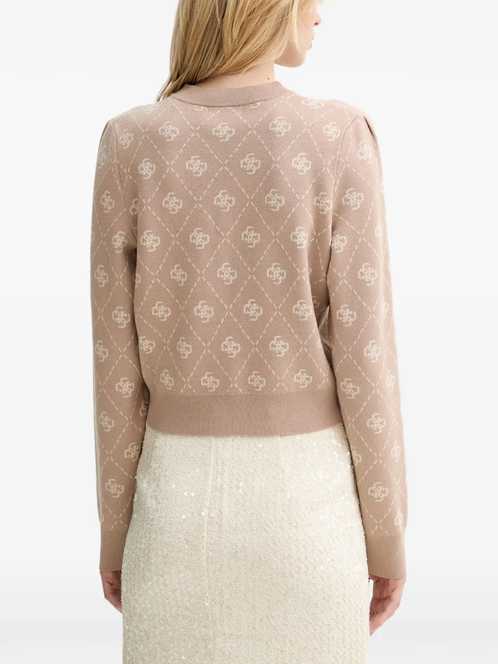 GUESS USA Vest met diamant-patroon en logo-print Beige