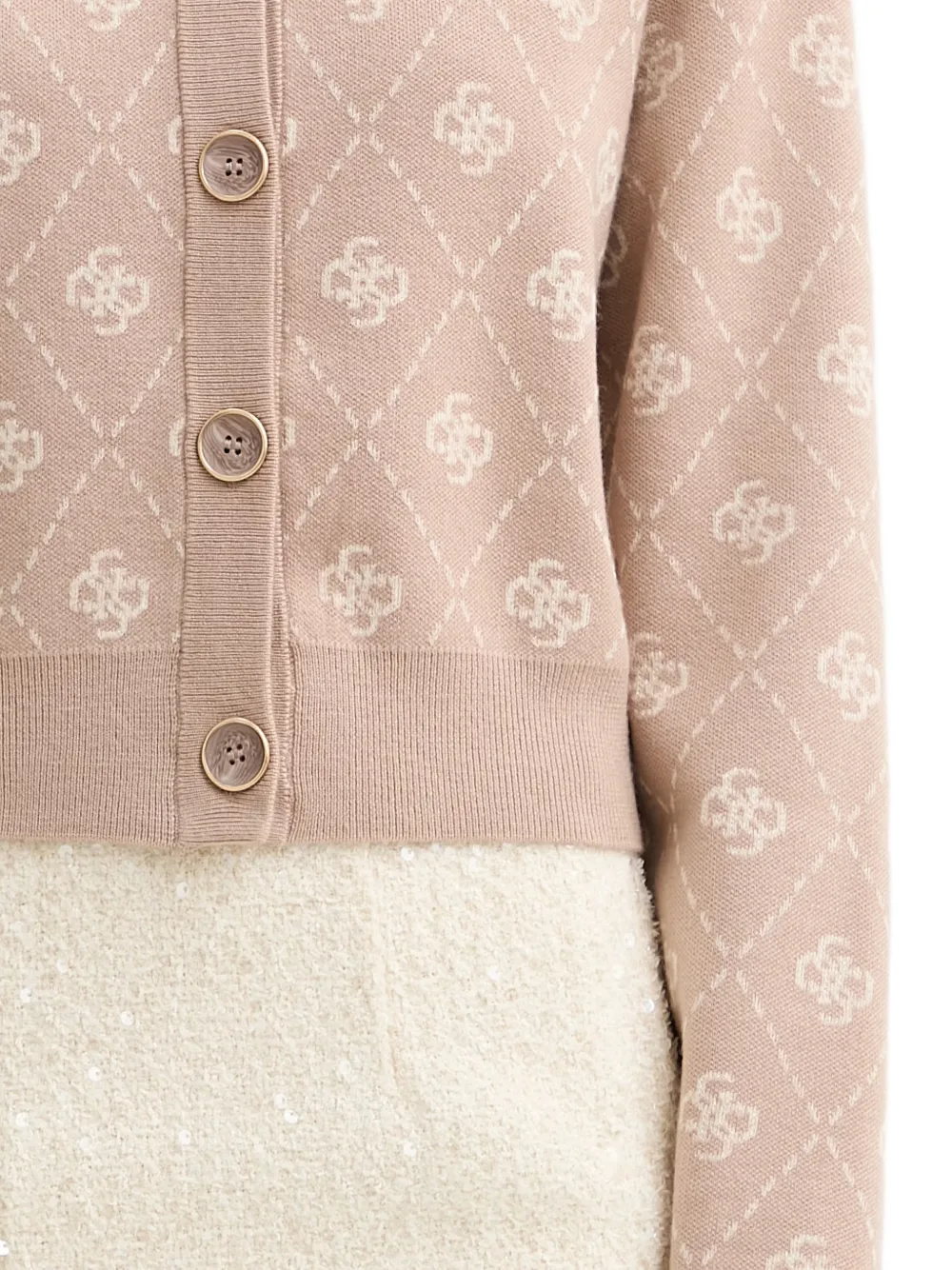 GUESS USA Vest met diamant-patroon en logo-print Beige