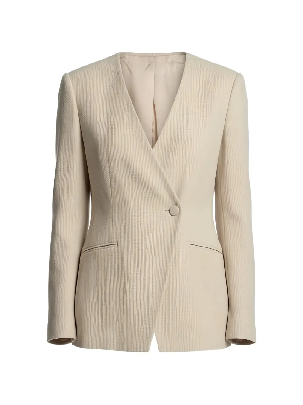 Emporio Armani textured collarless blazer - Nude