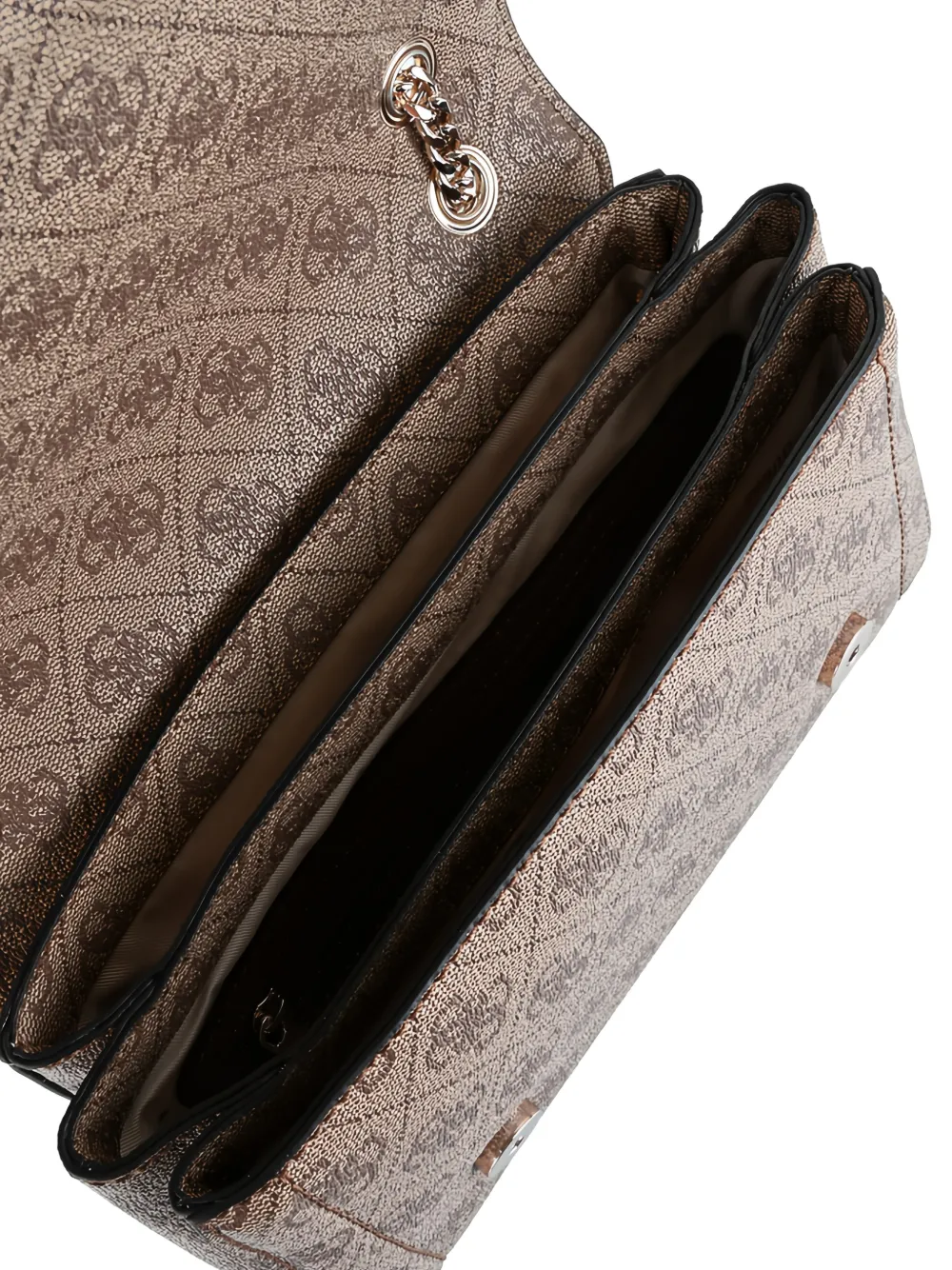 GUESS USA Schoudertas met omslag en logopatroon Beige
