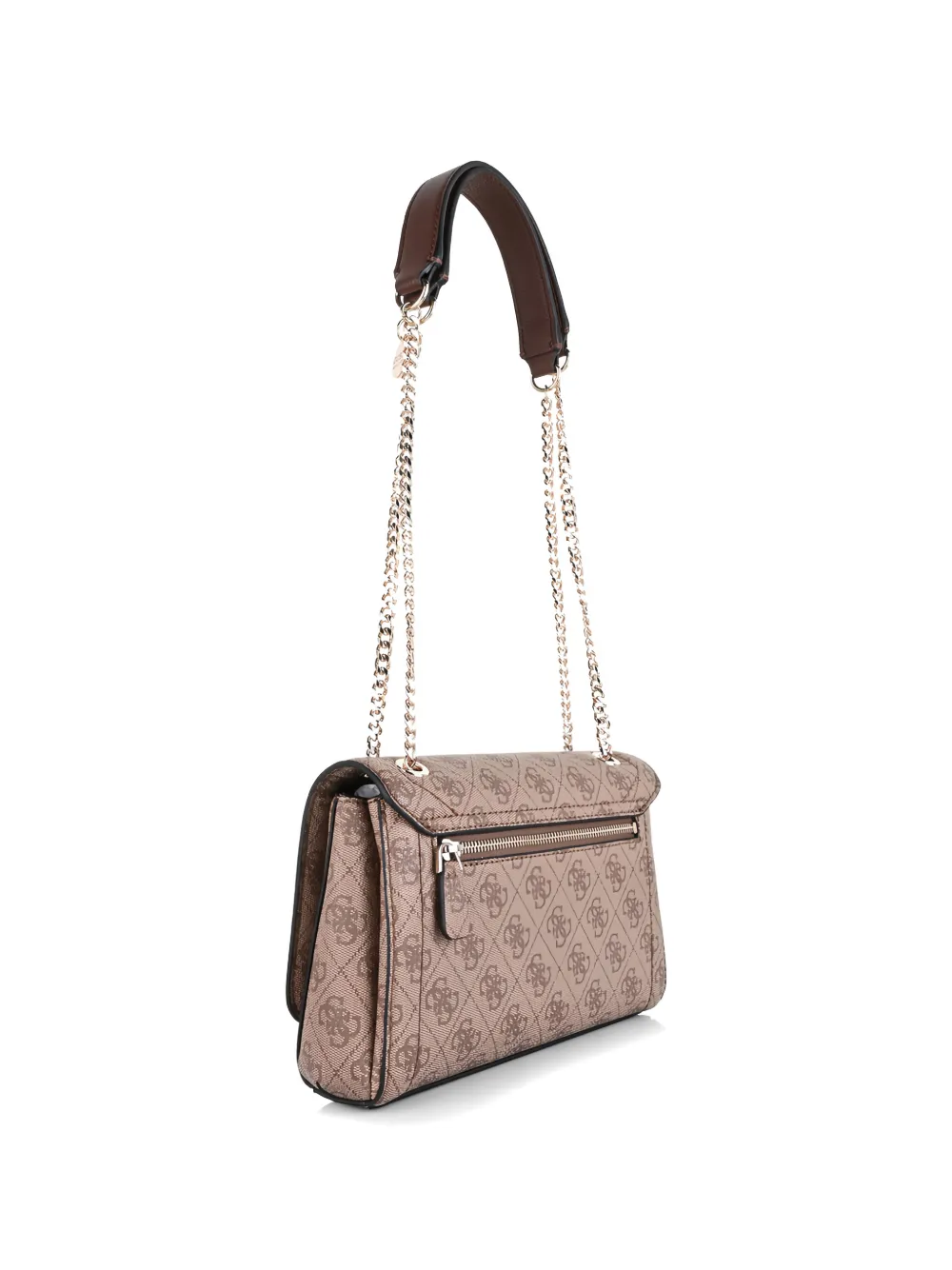 GUESS USA Schoudertas met omslag en logopatroon Beige