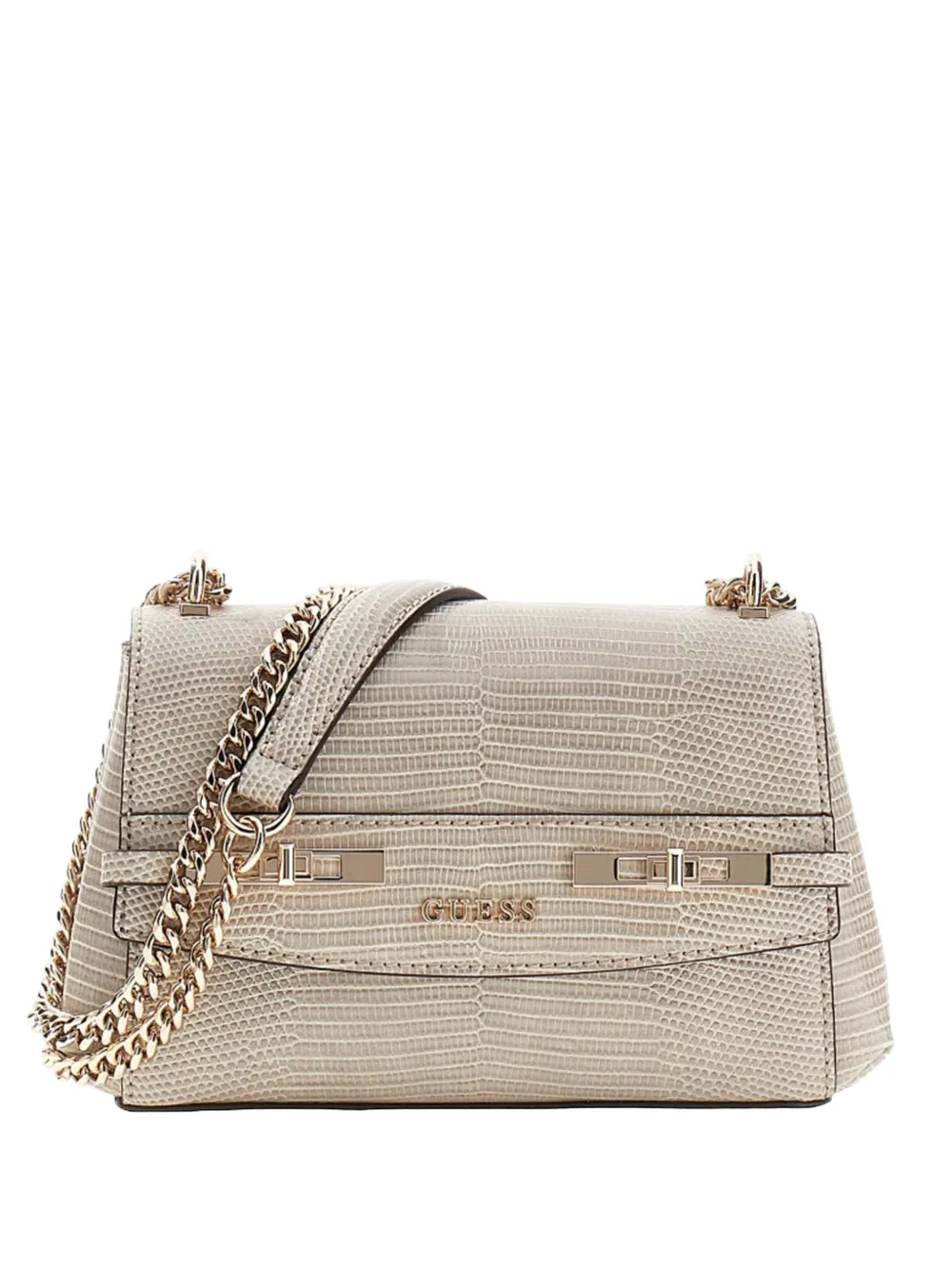 GUESS USA Melinda lizard-effect chain satchel bag - Toni neutri