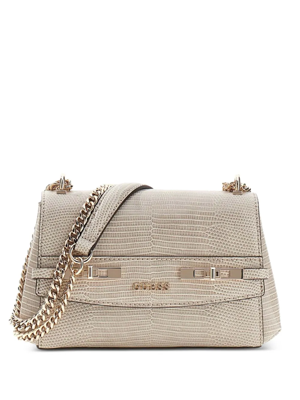 GUESS USA Melinda lizard-effect chain satchel bag - Toni neutri