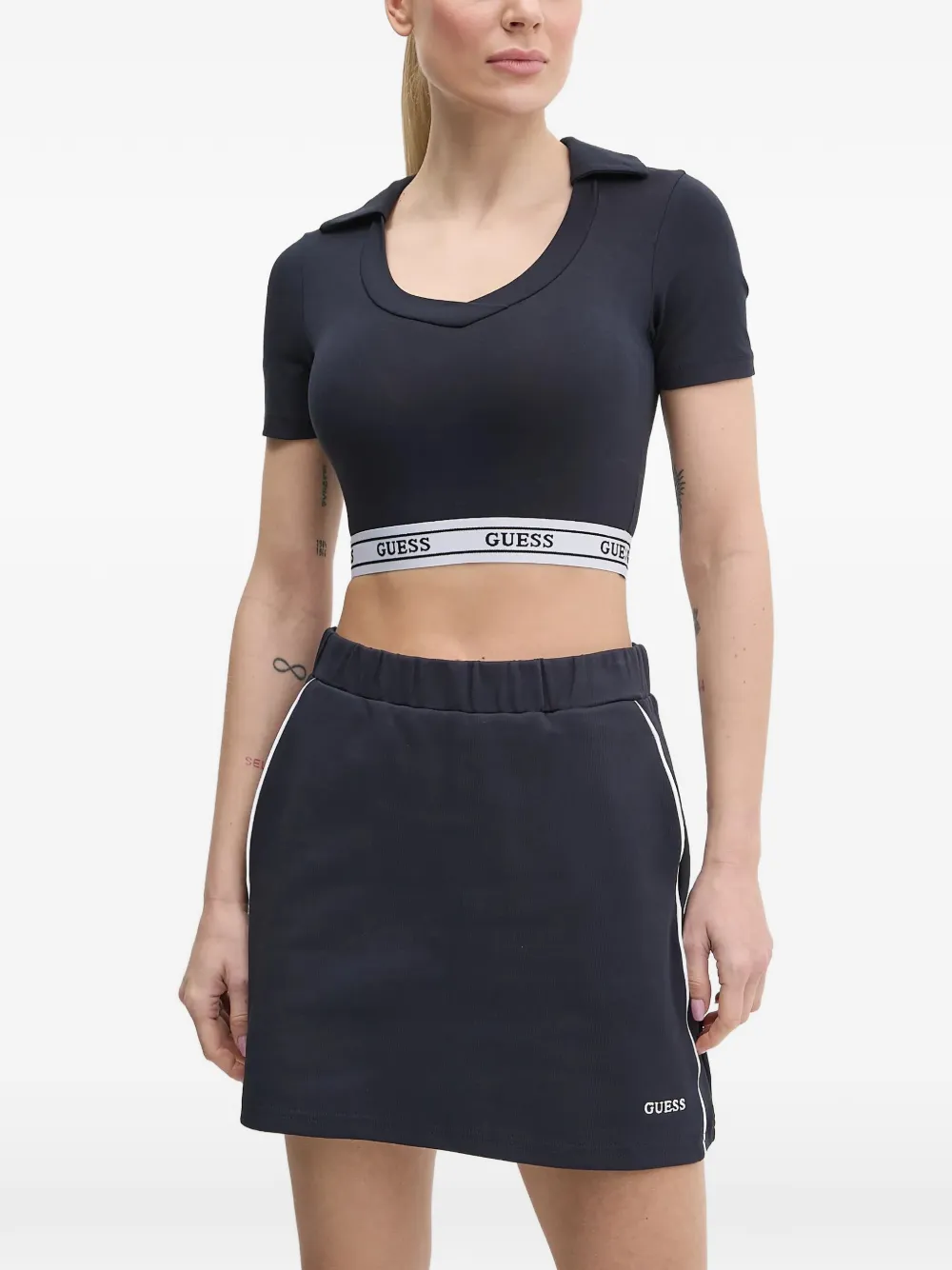 GUESS USA logo-tape cropped top - Blu