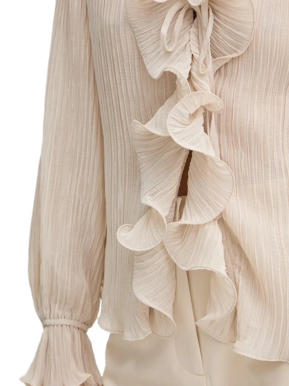 GUESS USA Gekreukte blouse en ruches Beige