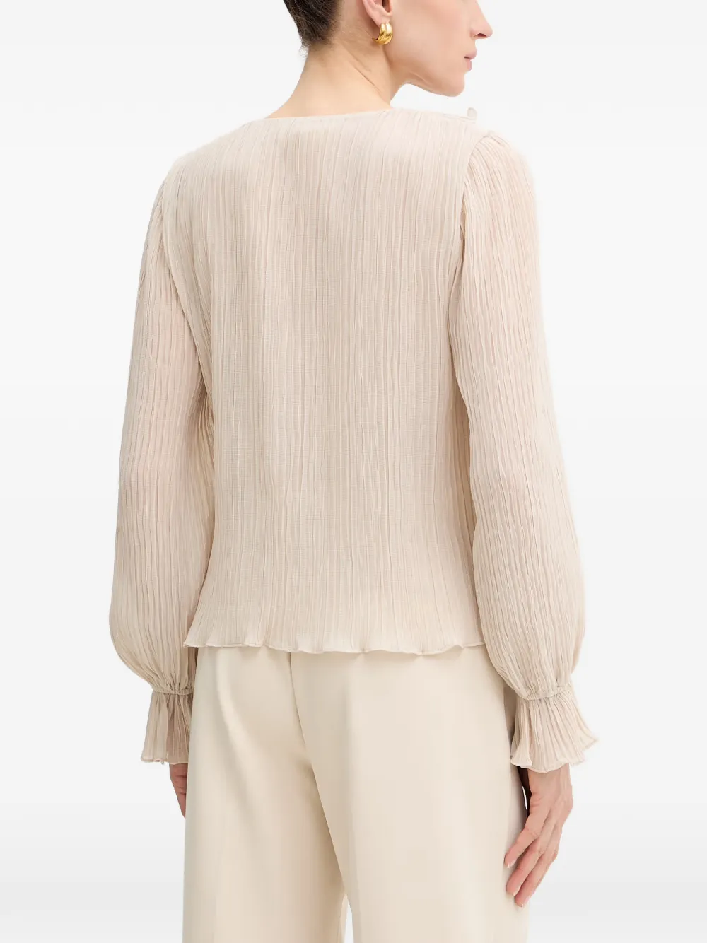 GUESS USA Gekreukte blouse en ruches Beige