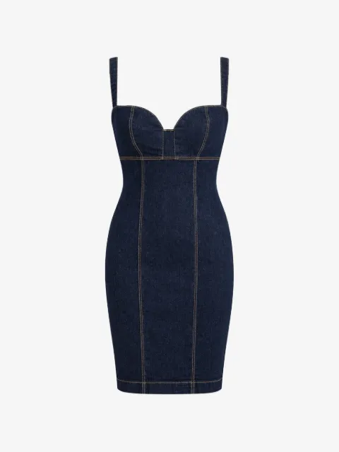 GUESS USA Minikleid mit Kontrastnähten und Herzausschnitt