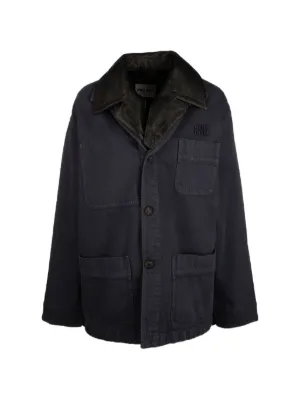 Maison Margiela corduroy-collar Overshirt | Blue | FARFETCH RO
