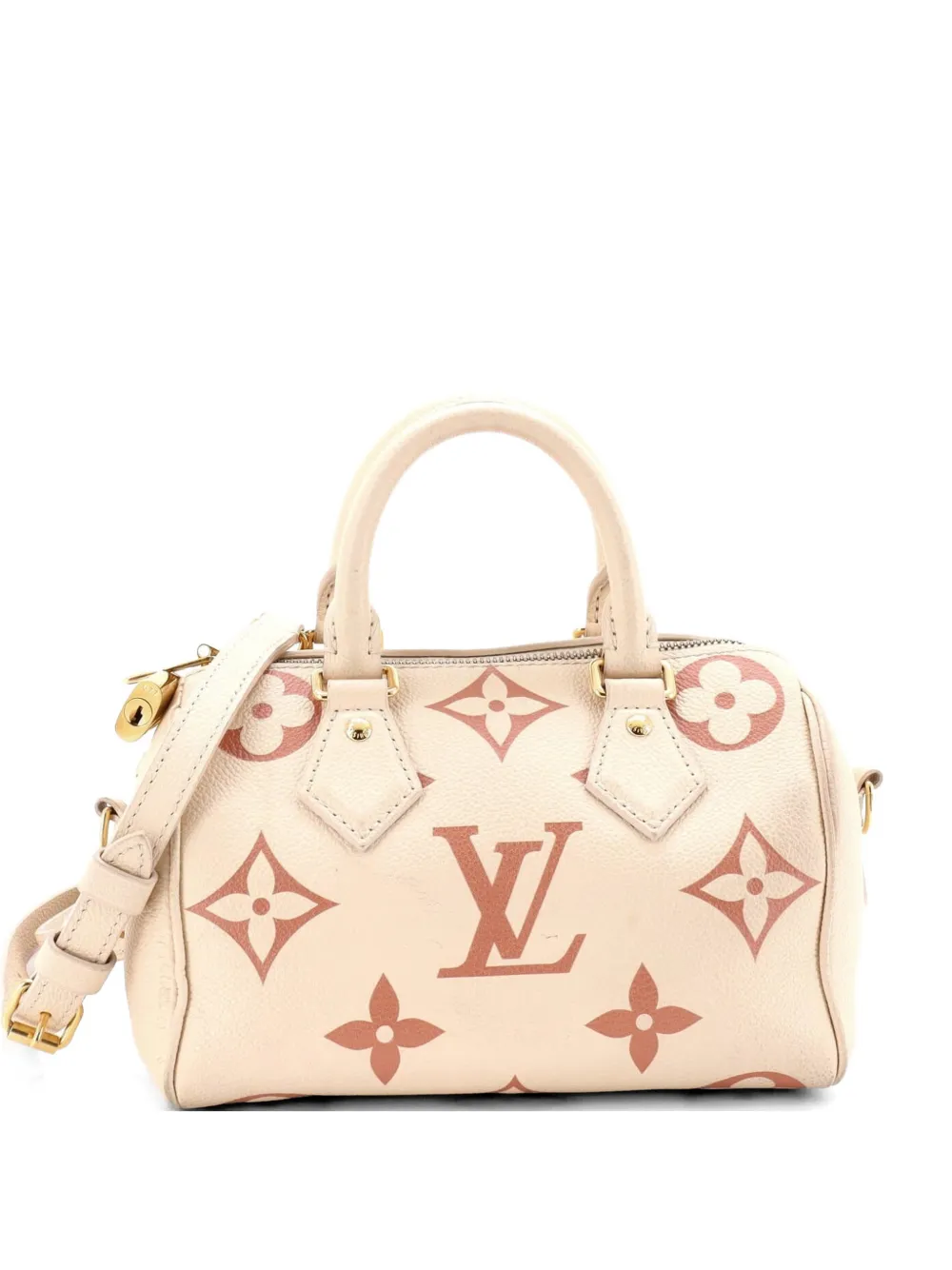 Louis Vuitton Speedy Bandouliere Bag Monogram Empreinte Giant Umhängetasche 20cm in Nude Monogram-Leder