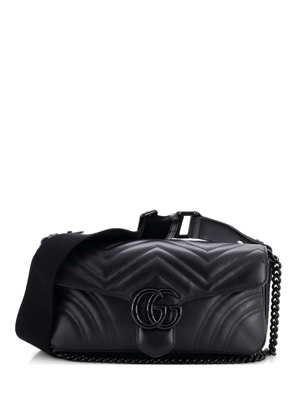 Gucci Pre-Owned GG Marmont Monochrome Flap Bag Matelasse Leather Medium crossbody bag - Nero