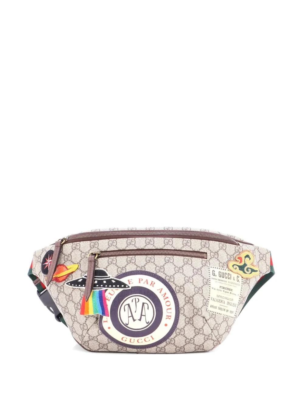 Gucci Pre-Owned Marsupio Courrier in tela cerata GG con applicazione e zip - Marrone