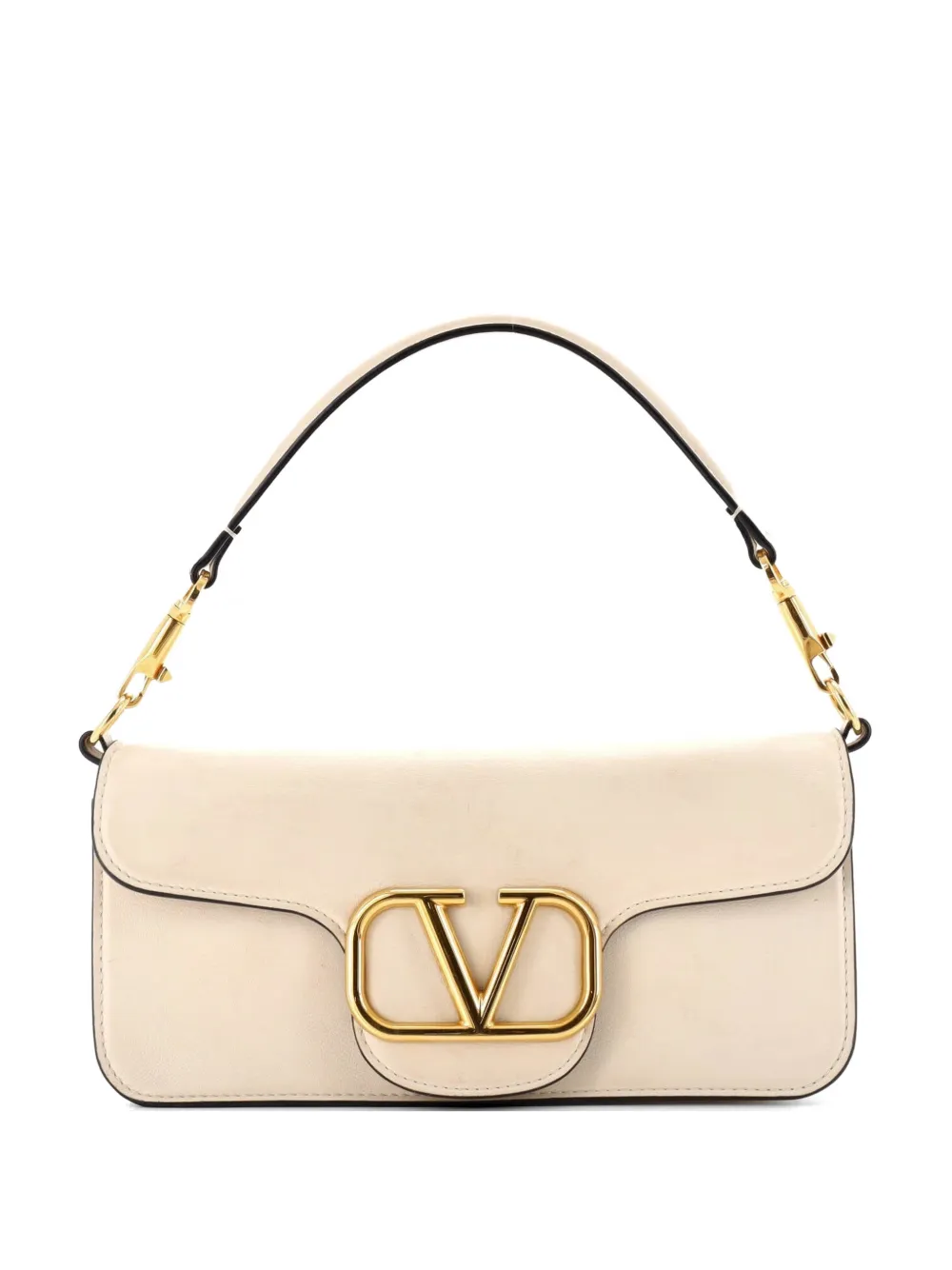 Valentino Garavani Pre-Owned VLogo Loco Flap Shoulder Bag Leather Medium clutch bag - Toni neutri