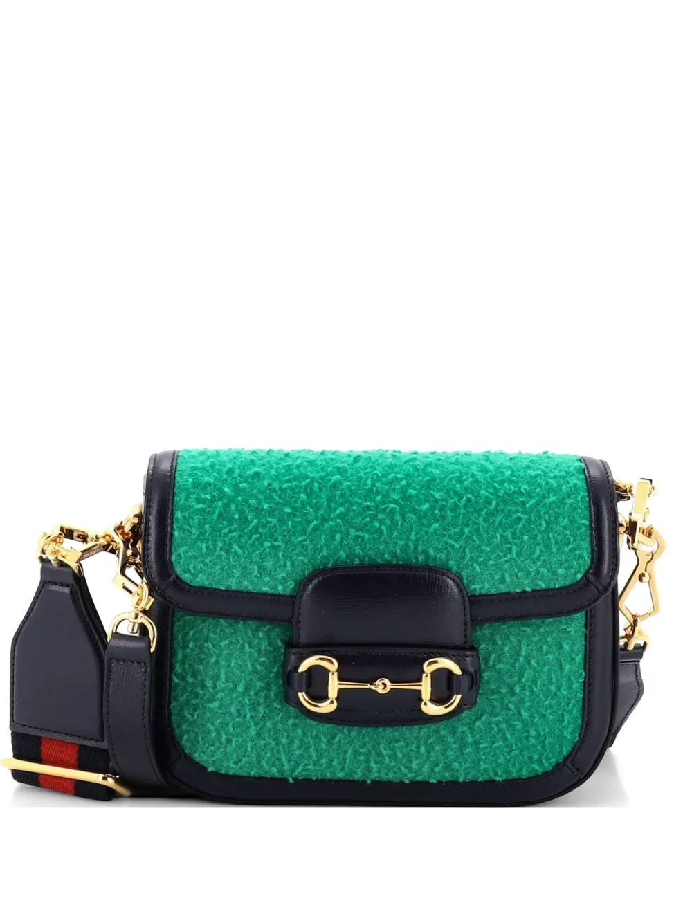 Gucci Pre-Owned Horsebit 1955 Shoulder Bag Wool Mini crossbody bag - Verde