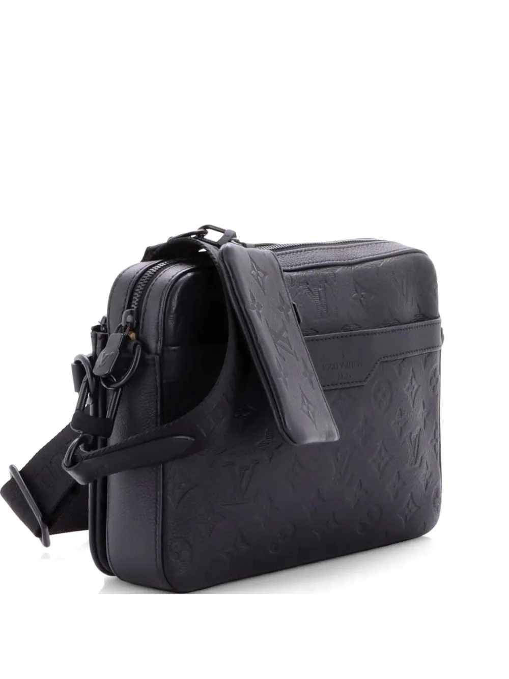 Louis Vuitton Pre-owned Trio Messenger Bag Monogram Shadow Leather Crossbody Bag in Black, view 3