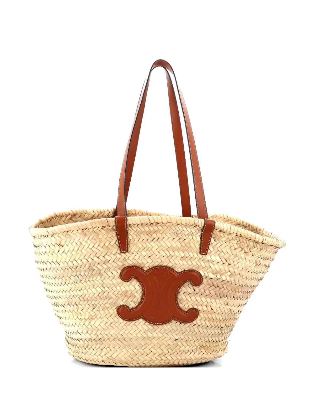 Celine Pre-Owned Borsa a spalla Triomphe grande in rafia e pelle - Toni neutri