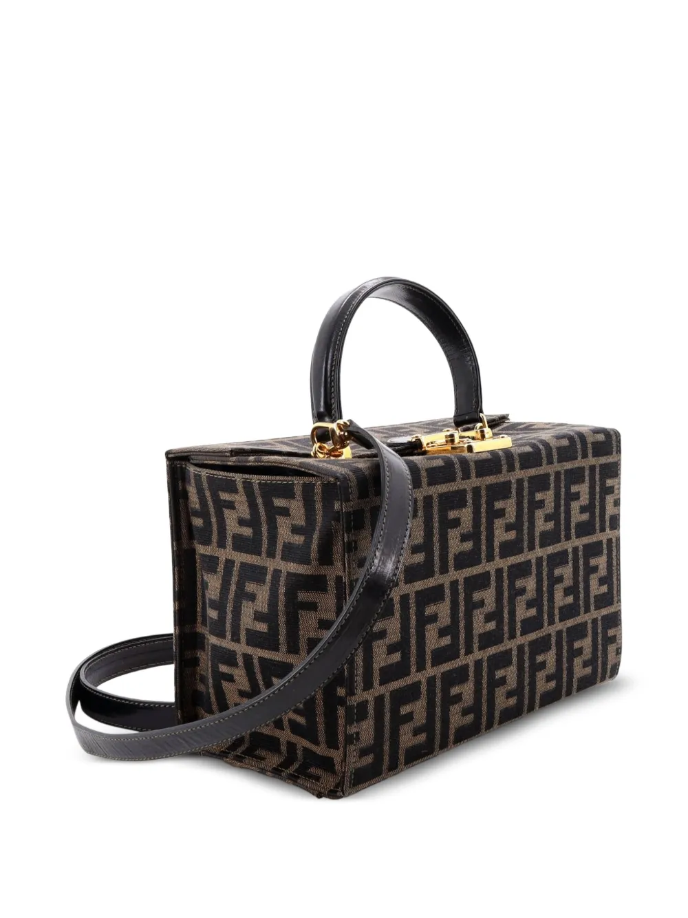 Fendi Pre-Owned Vintage Convertible Lock Box Bag Zucca Canvas