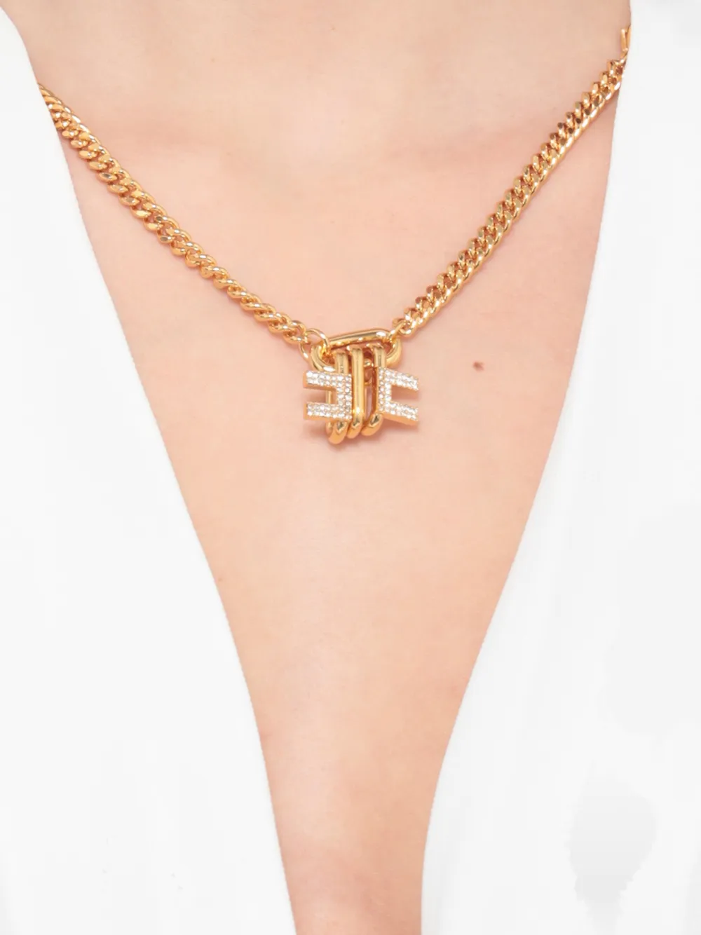 Elisabetta Franchi Gedrapeerde body met kettingdetail Wit